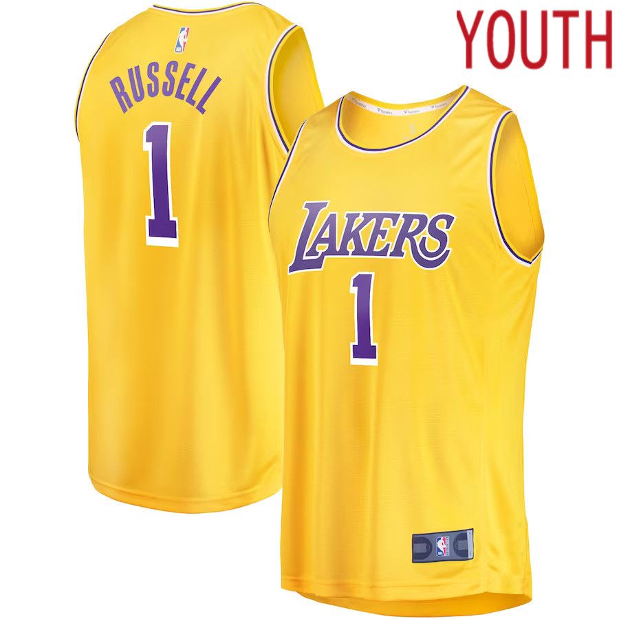Youth Los Angeles Lakers 1 D Angelo Russell Fanatics Branded Gold Fast Break Player NBA Jersey